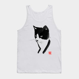 cat black and white Tank Top